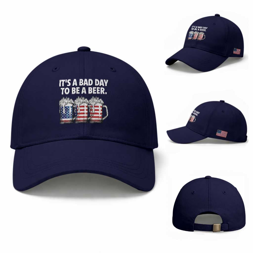 Beer American Flag 4th of July Baseball Cap Bad Day to Be A Beer
