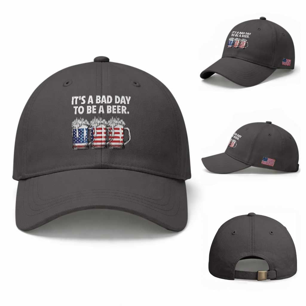 Beer American Flag 4th of July Baseball Cap Bad Day to Be A Beer
