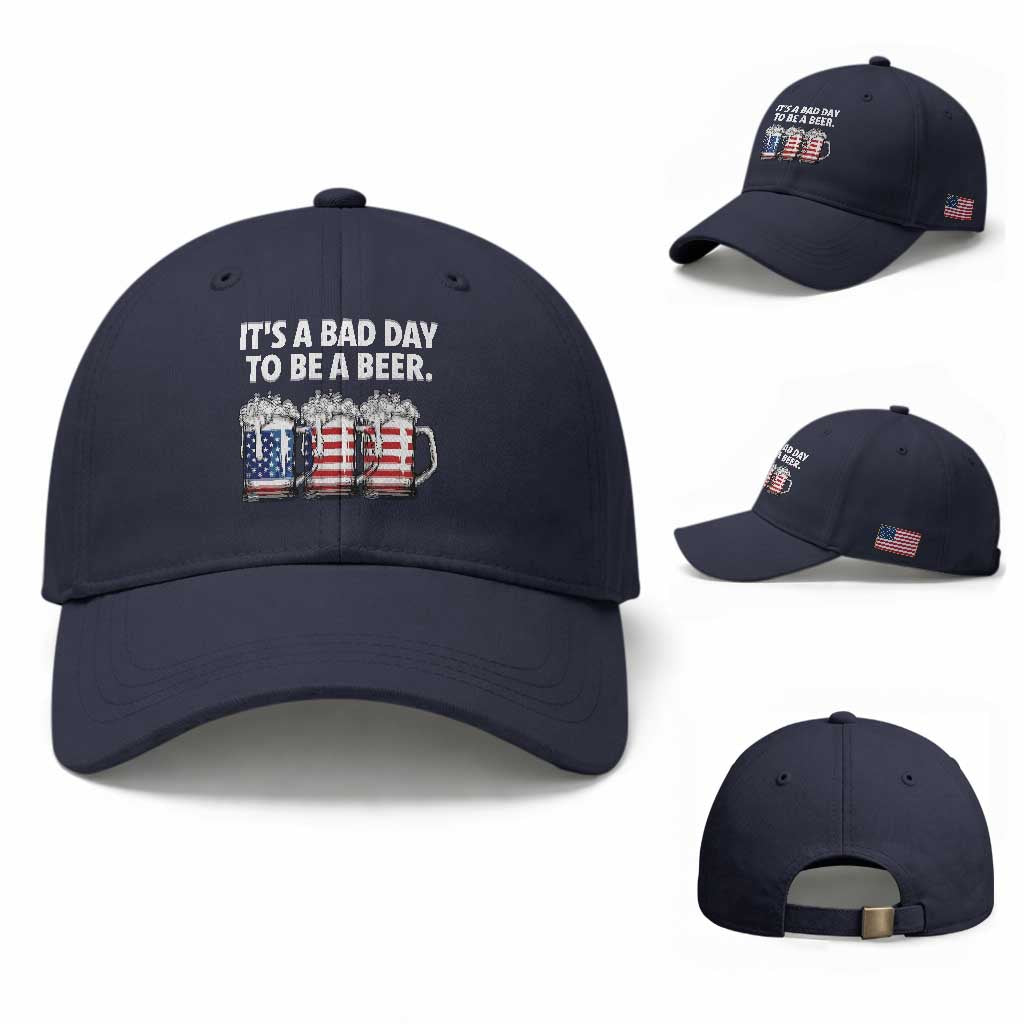 Beer American Flag 4th of July Baseball Cap Bad Day to Be A Beer