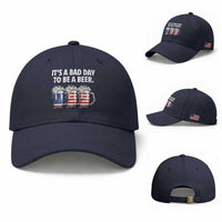 Beer American Flag 4th of July Baseball Cap Bad Day to Be A Beer