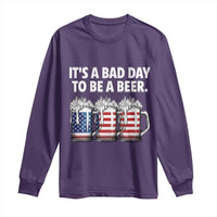 Beer American Flag 4th of July Long Sleeve Shirt Bad Day to Be A Beer