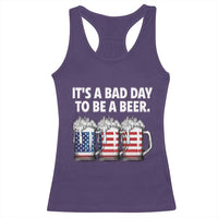 Beer American Flag 4th of July Racerback Tank Top Bad Day to Be A Beer