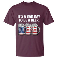 Beer American Flag 4th of July T Shirt Bad Day to Be A Beer