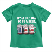 Beer American Flag 4th of July Toddler T Shirt Bad Day to Be A Beer