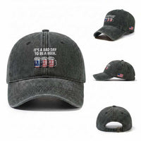 Beer American Flag 4th of July Washed Cotton Baseball Cap Bad Day to Be A Beer