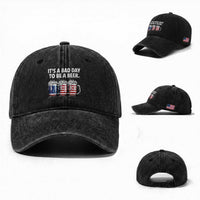 Beer American Flag 4th of July Washed Cotton Baseball Cap Bad Day to Be A Beer