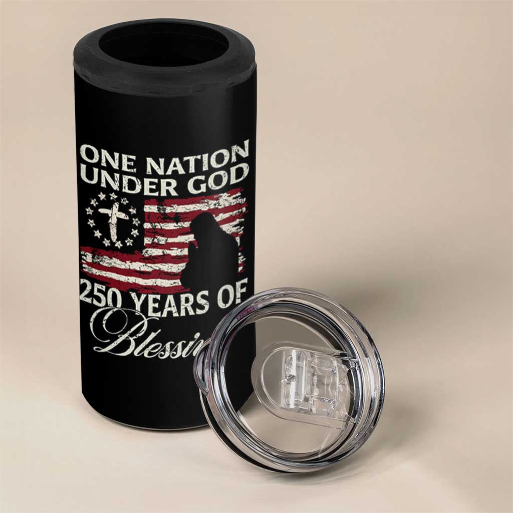 250th Anniversary USA 4 in 1 Can Cooler Tumbler One Nation Under God 250 Years Of Blessing