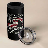 250th Anniversary USA 4 in 1 Can Cooler Tumbler One Nation Under God 250 Years Of Blessing