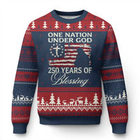 250th Anniversary USA Ugly Christmas Sweater One Nation Under God 250 Years Of Blessing