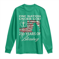 250th Anniversary USA Long Sleeve Shirt One Nation Under God 250 Years Of Blessing