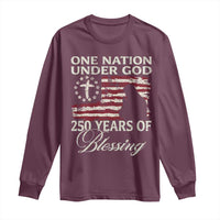 250th Anniversary USA Long Sleeve Shirt One Nation Under God 250 Years Of Blessing