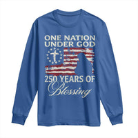 250th Anniversary USA Long Sleeve Shirt One Nation Under God 250 Years Of Blessing