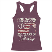 250th Anniversary USA Racerback Tank Top One Nation Under God 250 Years Of Blessing
