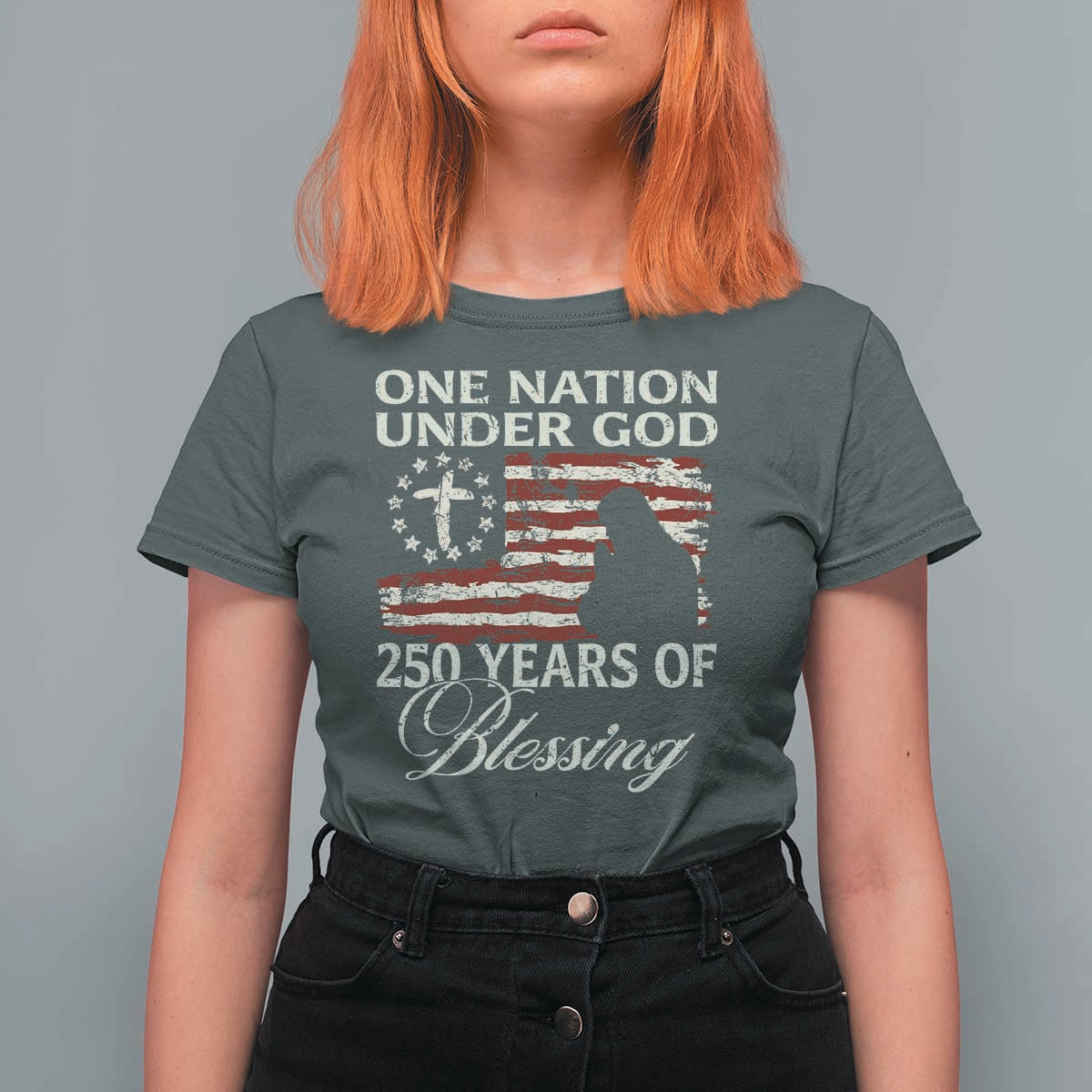 250th Anniversary USA T Shirt For Women One Nation Under God 250 Years Of Blessing