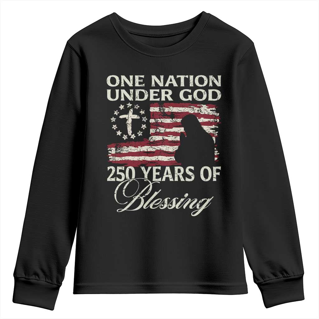 250th Anniversary USA Youth Sweatshirt One Nation Under God 250 Years Of Blessing