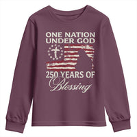 250th Anniversary USA Youth Sweatshirt One Nation Under God 250 Years Of Blessing
