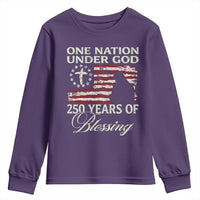 250th Anniversary USA Youth Sweatshirt One Nation Under God 250 Years Of Blessing