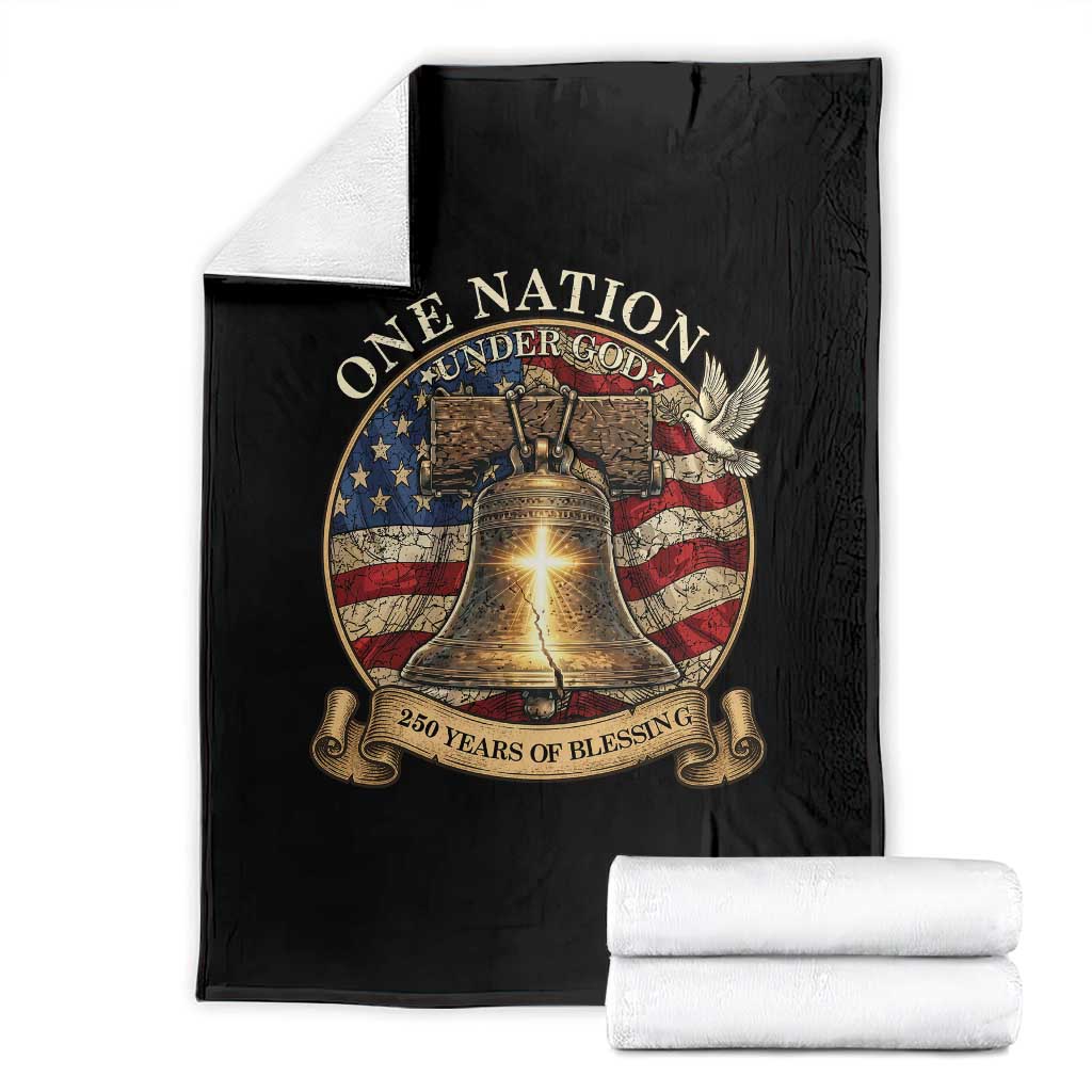 One Nation Under God 250 Years Of Blessing Throw Blanket Christian Cross Bald Eagle 4th of July