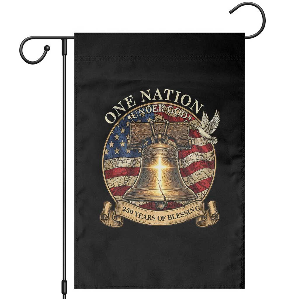 One Nation Under God 250 Years Of Blessing Garden Flag Christian Cross Bald Eagle 4th of July