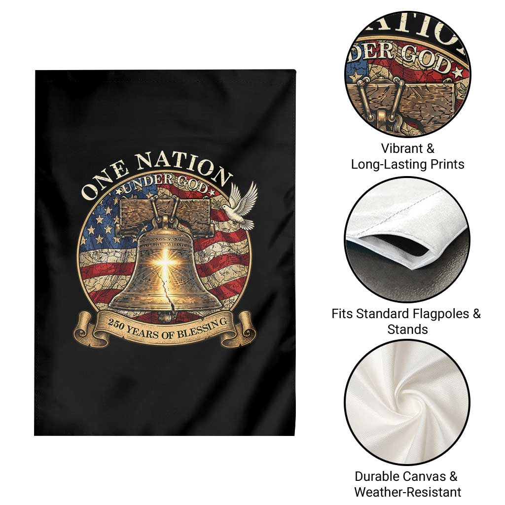 One Nation Under God 250 Years Of Blessing Garden Flag Christian Cross Bald Eagle 4th of July