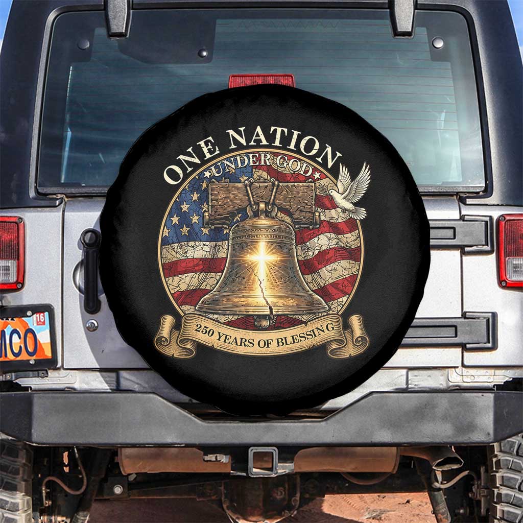 One Nation Under God 250 Years Of Blessing Spare Tire Cover Christian Cross Bald Eagle 4th of July