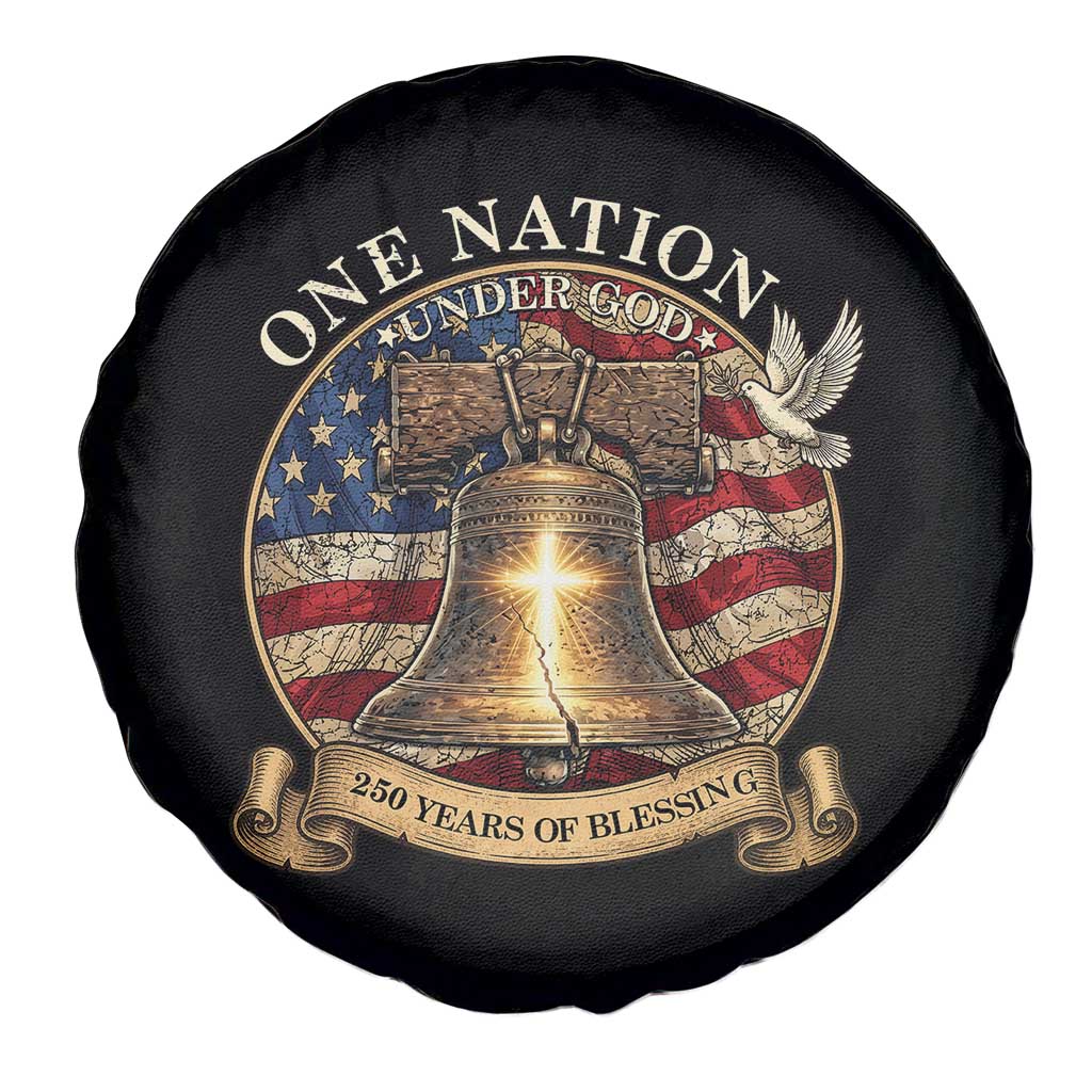 One Nation Under God 250 Years Of Blessing Spare Tire Cover Christian Cross Bald Eagle 4th of July