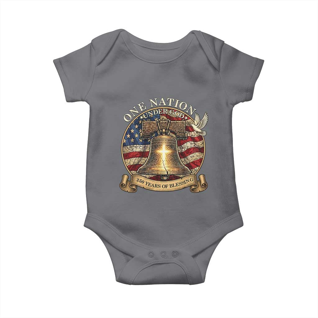 One Nation Under God 250 Years Of Blessing Baby Onesie Christian Cross Bald Eagle 4th of July