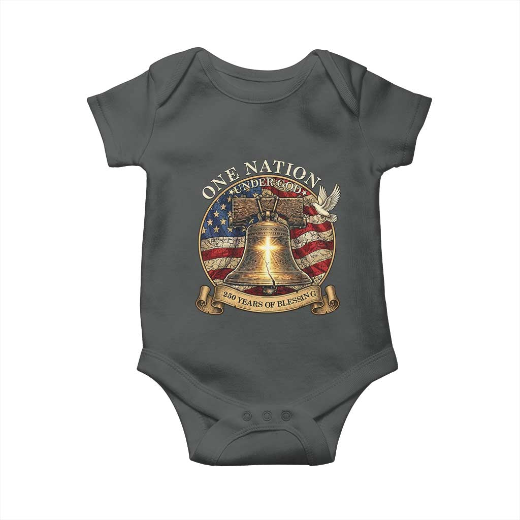 One Nation Under God 250 Years Of Blessing Baby Onesie Christian Cross Bald Eagle 4th of July