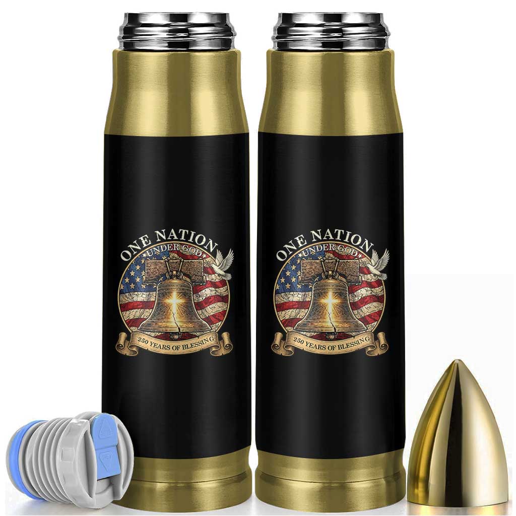 One Nation Under God 250 Years Of Blessing Bullet Tumbler Christian Cross Bald Eagle 4th of July