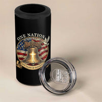 One Nation Under God 250 Years Of Blessing 4 in 1 Can Cooler Tumbler Christian Cross Bald Eagle 4th of July