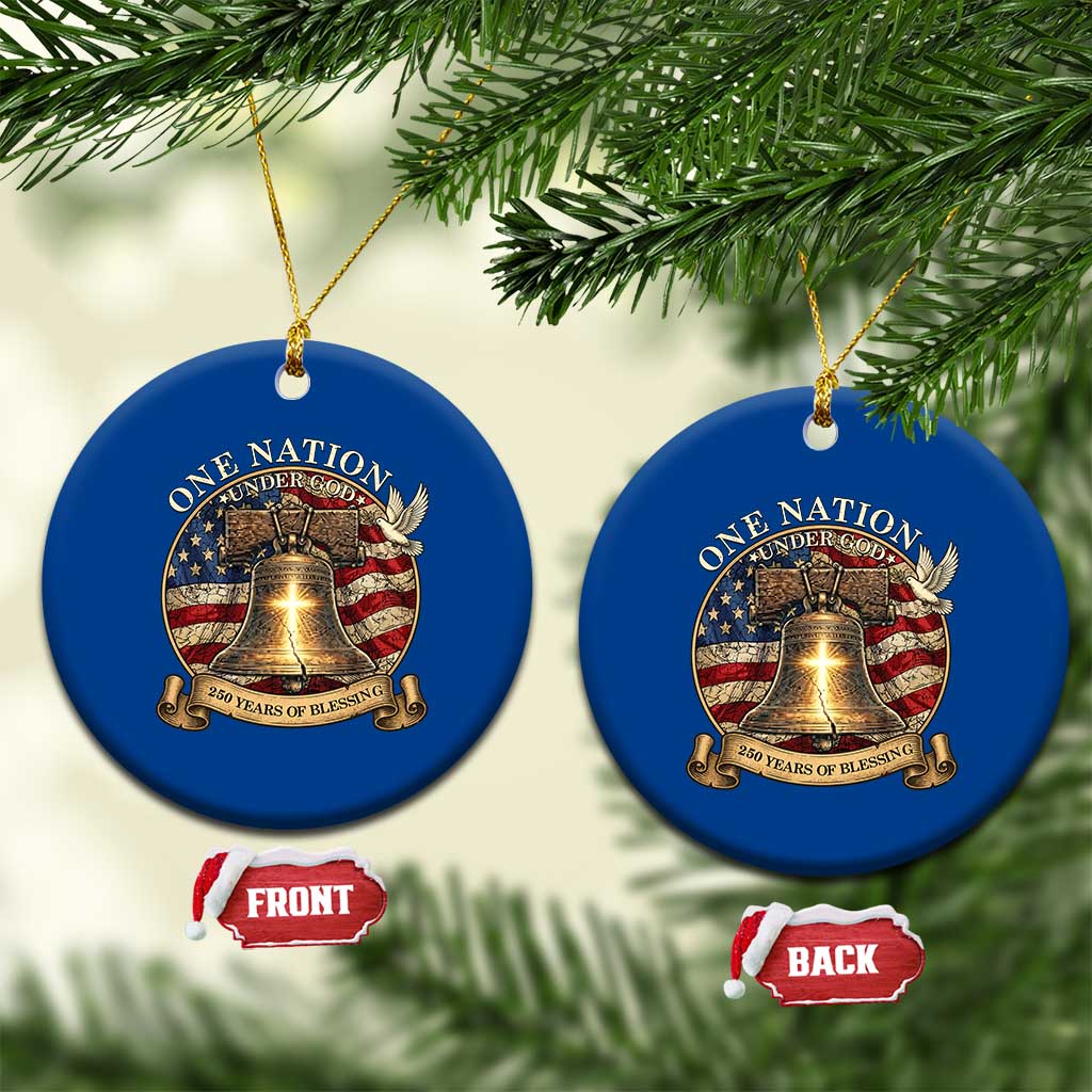 One Nation Under God 250 Years Of Blessing Ceramic Ornament Christian Cross Bald Eagle 4th of July