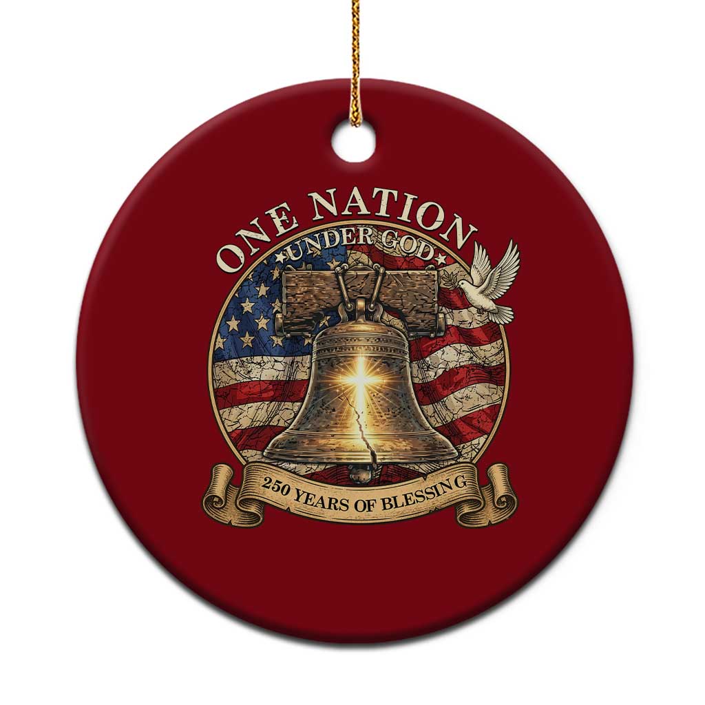 One Nation Under God 250 Years Of Blessing Ceramic Ornament Christian Cross Bald Eagle 4th of July
