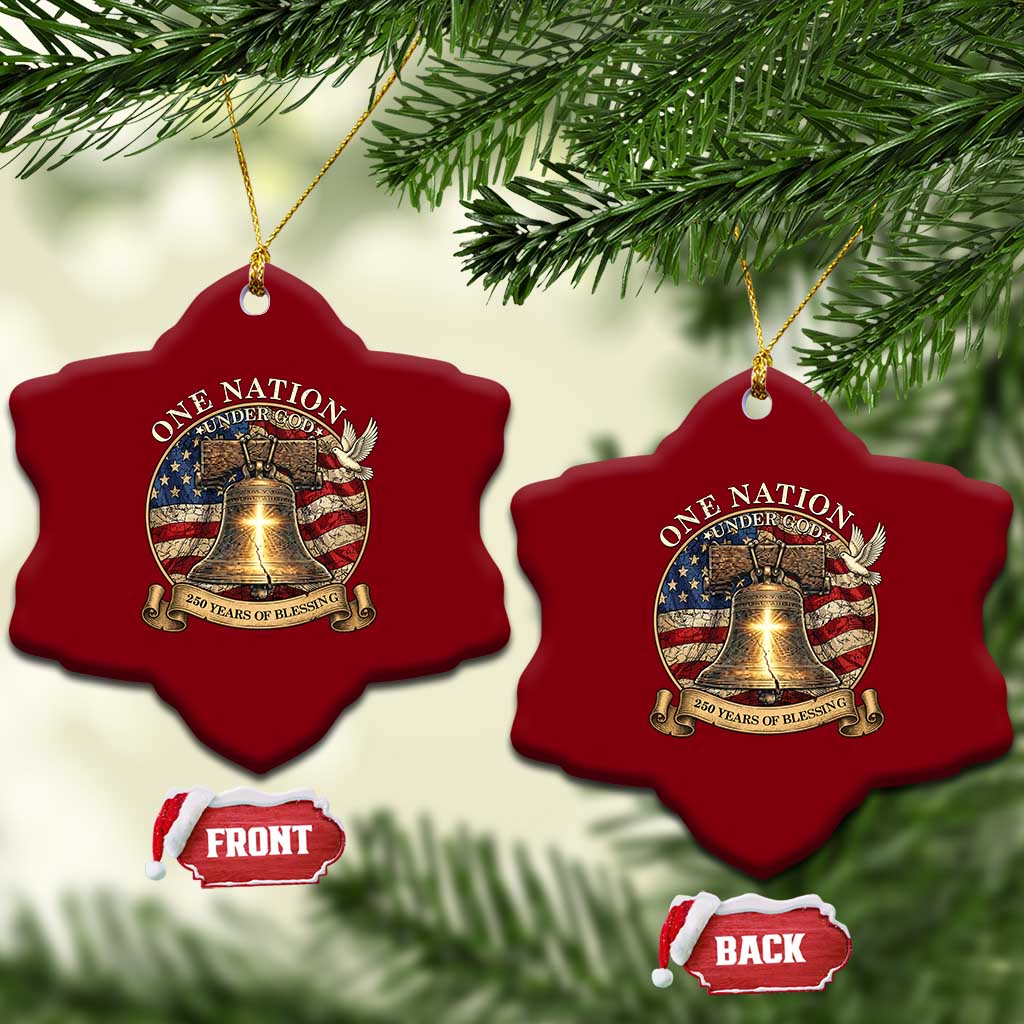 One Nation Under God 250 Years Of Blessing Ceramic Ornament Christian Cross Bald Eagle 4th of July