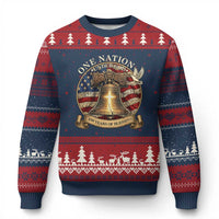 One Nation Under God 250 Years Of Blessing Ugly Christmas Sweater Christian Cross Bald Eagle 4th of July