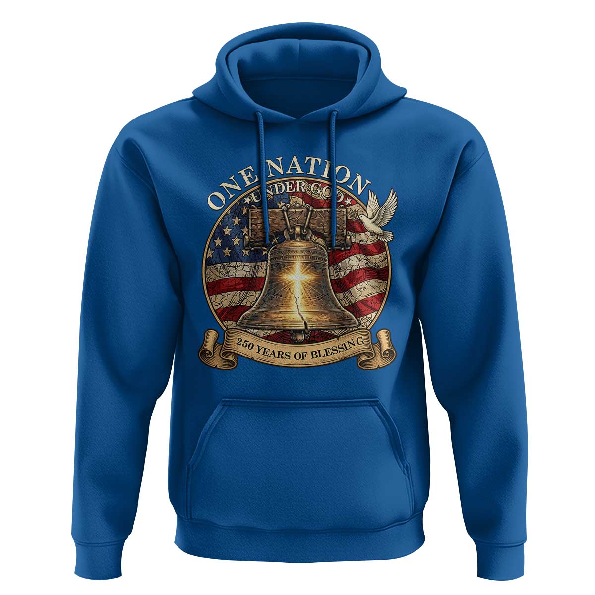 One Nation Under God 250 Years Of Blessing Hoodie Christian Cross Bald Eagle 4th of July