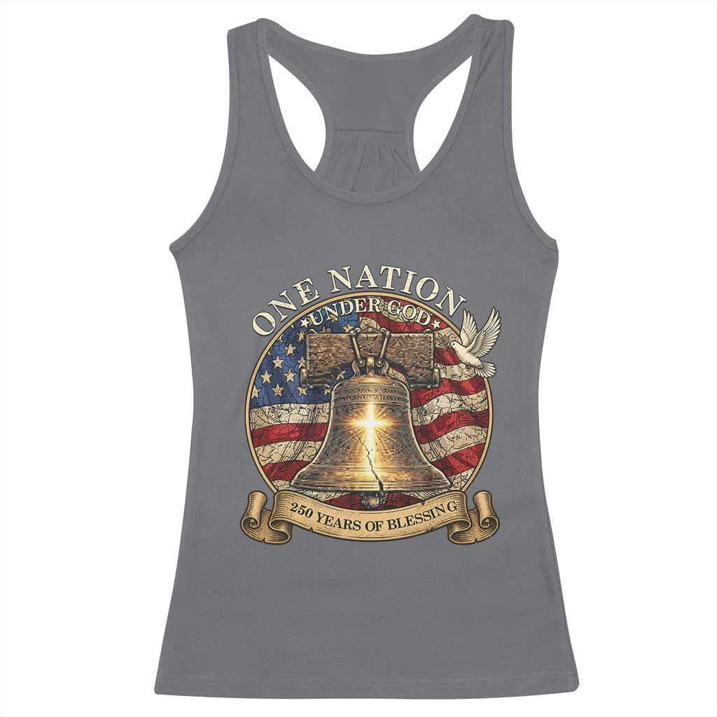 One Nation Under God 250 Years Of Blessing Racerback Tank Top Christian Cross Bald Eagle 4th of July