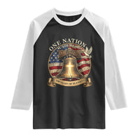 One Nation Under God 250 Years Of Blessing Raglan Shirt Christian Cross Bald Eagle 4th of July