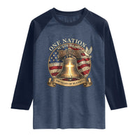 One Nation Under God 250 Years Of Blessing Raglan Shirt Christian Cross Bald Eagle 4th of July