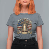 One Nation Under God 250 Years Of Blessing T Shirt For Women Christian Cross Bald Eagle 4th of July