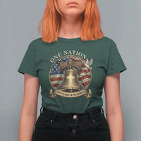 One Nation Under God 250 Years Of Blessing T Shirt For Women Christian Cross Bald Eagle 4th of July