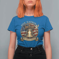 One Nation Under God 250 Years Of Blessing T Shirt For Women Christian Cross Bald Eagle 4th of July