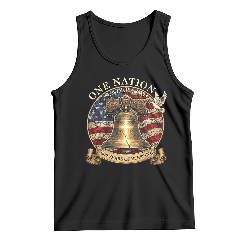 One Nation Under God 250 Years Of Blessing Tank Top Christian Cross Bald Eagle 4th of July