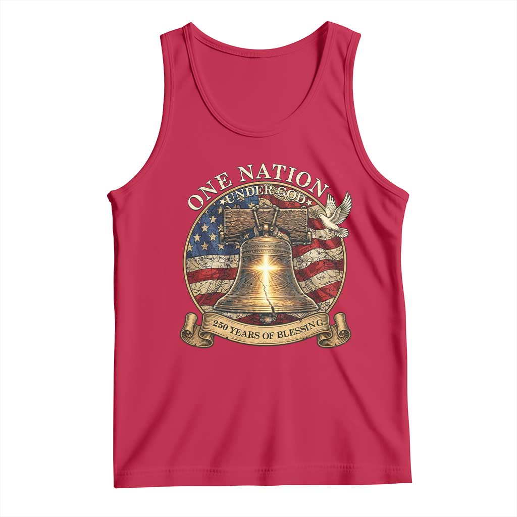 One Nation Under God 250 Years Of Blessing Tank Top Christian Cross Bald Eagle 4th of July