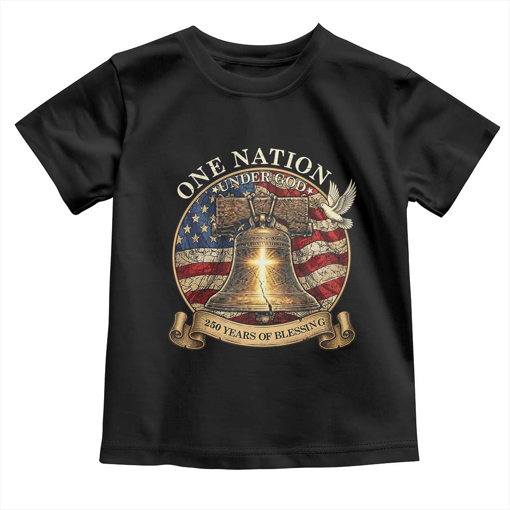 One Nation Under God 250 Years Of Blessing Toddler T Shirt Christian Cross Bald Eagle 4th of July