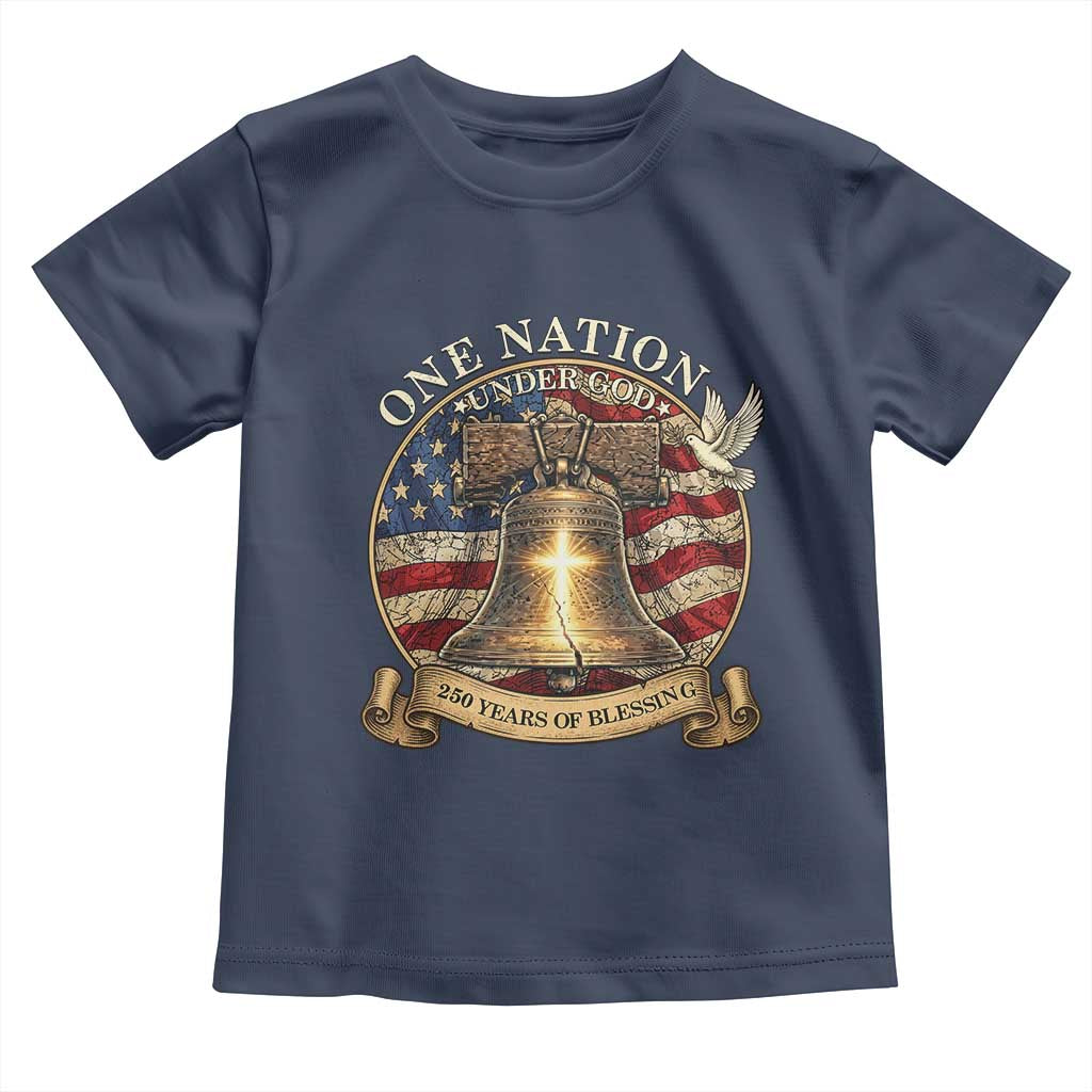 One Nation Under God 250 Years Of Blessing Toddler T Shirt Christian Cross Bald Eagle 4th of July