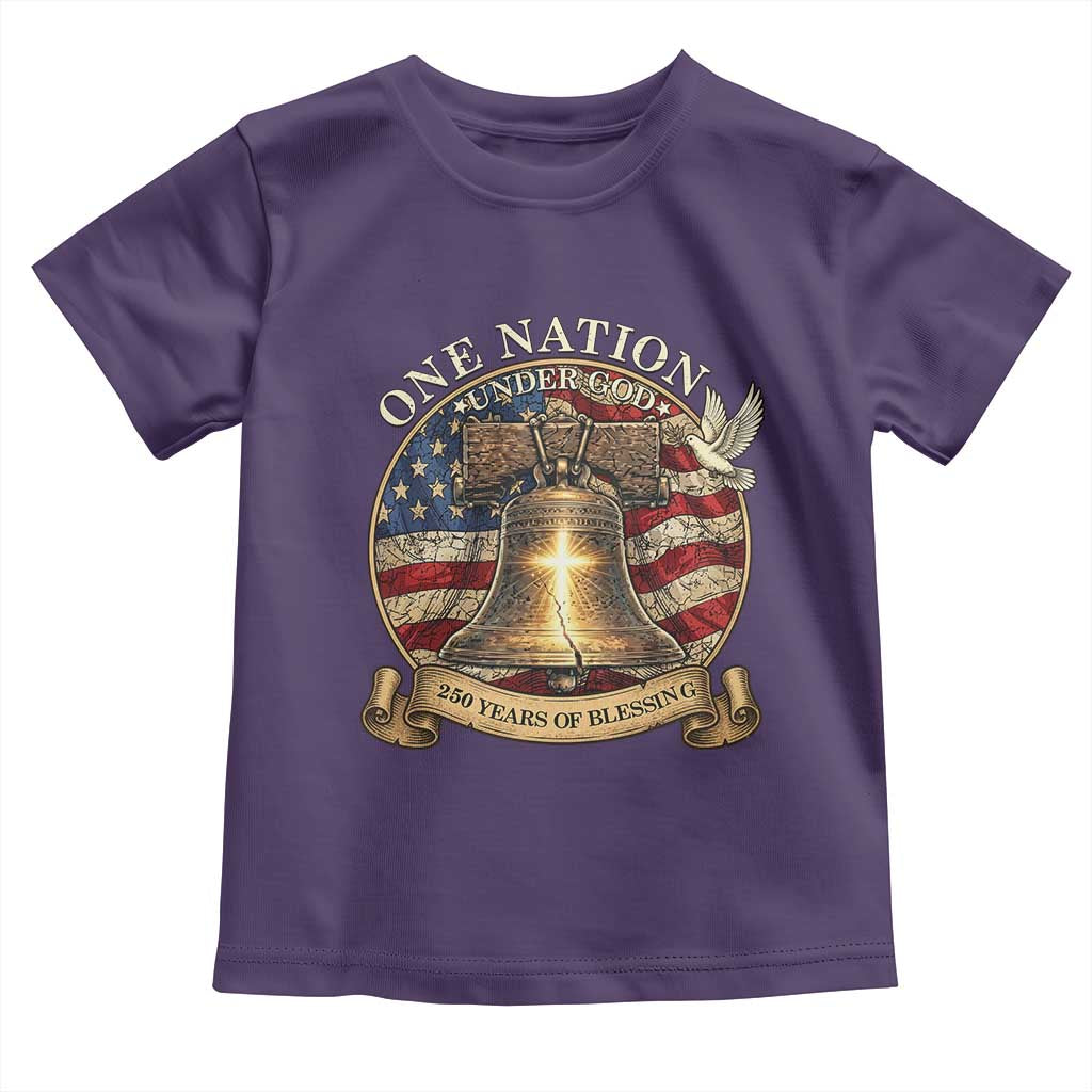 One Nation Under God 250 Years Of Blessing Toddler T Shirt Christian Cross Bald Eagle 4th of July