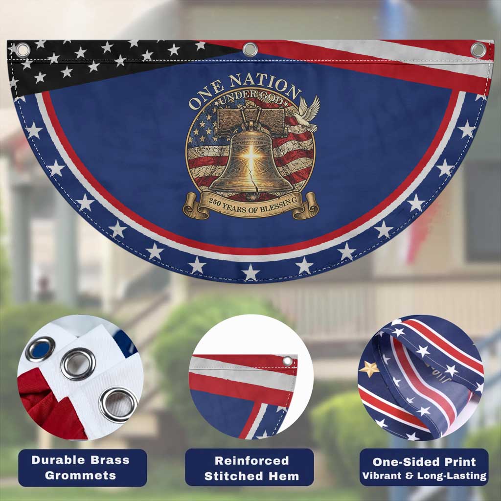 One Nation Under God 250 Years Of Blessing Patriotic Fan Flag Christian Cross Bald Eagle 4th of July