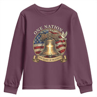 One Nation Under God 250 Years Of Blessing Youth Sweatshirt Christian Cross Bald Eagle 4th of July