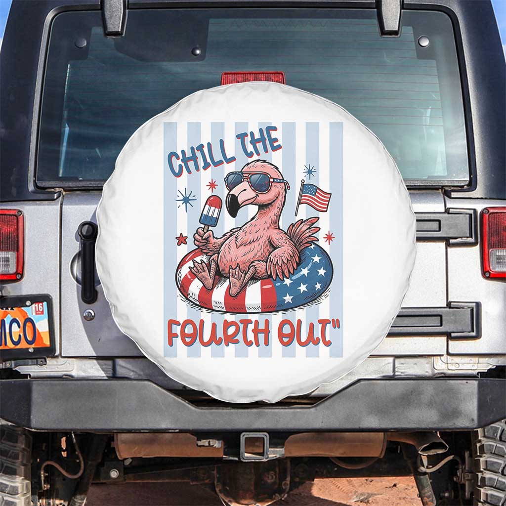 Chill The Fourth Out Spare Tire Cover Flamerica Flamingo 4th Of July