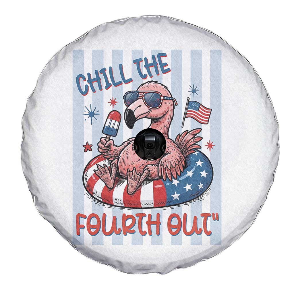 Chill The Fourth Out Spare Tire Cover Flamerica Flamingo 4th Of July